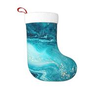 Kfjghhl Calcetín de Navidad con diseño de mármol azul y dorado para adultos y niños, bolsas colgantes para decoración del hogar, bolsa de regalo