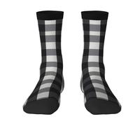 Kfjghhl Calcetines a cuadros blancos y negros para mujer, suaves, transpirables, de elastano, elásticos, talla 4-9