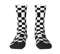 Kfjghhl Calcetines a cuadros blancos y negros para mujer, suaves, transpirables, de elastano, elásticos, talla 4-9