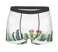 Kfjghhl Calzoncillos tipo bóxer ultra transpirables para hombre con diseño de flores de cactus que no se suben, cómodos y flexibles, Negro, L
