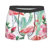 Kfjghhl Calzoncillos tipo bóxer ultra transpirables para hombre, diseño de cactus y flamencos, con flores y rosas, Negro, S