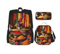 Kfjghhl Condiments Spices - Estuche para lápices, mochila, bolsa de almuerzo para niños y niñas, juego de mochila escolar para la universidad, laptop, estudiantes, verano