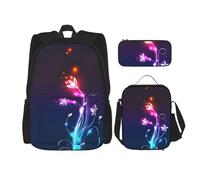 Kfjghhl Cool Light Flowers - Estuche para lápices, mochila, bolsa de almuerzo para niños y niñas, juego de mochila escolar para la universidad, laptop, estudiantes, verano