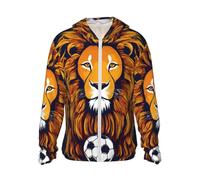 Kfjghhl Cool Lion - Camiseta de manga larga con capucha y protección solar UPF para adultos, Negro, XL-3XL