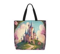 Kfjghhl Cute Fairy Tale Castle04 - Bolsa de mano de gran capacidad con cremallera para mujer, mujer, niña, tienda, trabajo, universidad, uso diario