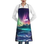 Kfjghhl Delantal unisex con diseño de luces del norte oscuro, para hombres y mujeres, cocina, cocina, barbacoa, bolsillo, madre, papá, regalo para chef