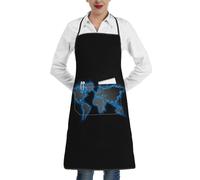 Kfjghhl Delantal unisex con diseño de mapa del mundo, para hombres y mujeres, cocina, cocina, barbacoa, bolsillo, madre, papá, regalo para chef