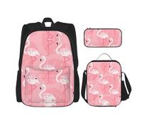 Kfjghhl Estuche de verano con diseño de hojas de palmera de flamenco, mochila para el almuerzo, para niños y niñas, conjunto de mochila para libros universitarios, laptop, estudiantes,