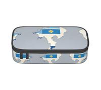 Kfjghhl Estuche grande con diseño de bandera de Uruguay Map03 para niñas y niños, bonito estuche secundario de gran capacidad, compartimentos con cremallera