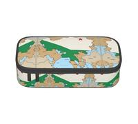 Kfjghhl Estuche grande con la bandera de Uzbekistán Map03 para niñas y niños, bonito estuche secundario de gran capacidad, compartimentos con cremallera