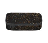 Kfjghhl Estuche grande para lápices de papel pintado negro y dorado para niñas y niños, bonito estuche secundario de gran capacidad, compartimentos con cremallera