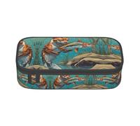 Kfjghhl Estuche para lápices con diseño abstracto de animales salvajes cazando peces grandes para niñas y niños, estuche secundario de gran capacidad, compartimentos con cremallera