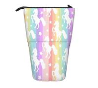 Kfjghhl Estuche para lápices con diseño de unicornios en rayas coloridas para niñas, tamaño grande, ligero, para estudiantes, adultos, niños, regalos para niños