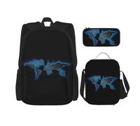Kfjghhl Estuche para lápices con mapa del mundo, mochila y bolsa de almuerzo para niños y niñas, juego de mochila escolar para la universidad, laptop, estudiantes, verano
