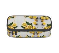Kfjghhl Estuche para lápices de limón amarillo grande para niñas y niños, bonito estuche secundario de gran capacidad, compartimentos con cremallera