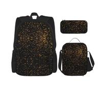 Kfjghhl Estuche para lápices de papel pintado negro y dorado, bolsa de almuerzo para niños y niñas, juego de mochila escolar para estudiantes universitarios, laptop o estudiante de verano