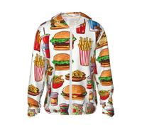 Kfjghhl Fast Food - Sudadera de manga larga con capucha y protección solar UPF para adultos, Negro, XXL-3XL