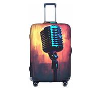 Kfjghhl Funda de equipaje lavable con micrófono con nota musical, protector de maleta de moda para funda de equipaje de viaje de 18 a 32 pulgadas, White, L