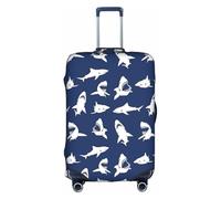 Kfjghhl Funda de equipaje lavable con varios patrones de peces marinos, protector de maleta de 18 a 32 pulgadas, White, M
