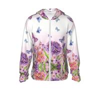 Kfjghhl Hermosas flores vívidas coloridas mariposas con capucha para adultos, protección solar UPF transpirable, camisas de senderismo de manga larga, Negro, XXL-3XL