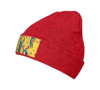 Kfjghhl Hermoso gorro de punto cálido con diseño de pavo real para mujer, con forro polar térmico, para invierno, para mujer, resistente al viento, color rojo