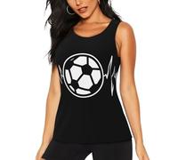 Kfjghhl I Love Soccer - Camiseta sin mangas de entrenamiento para mujer, para uso diario, con espalda cruzada, para entrenamiento activo, Negro, L