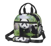 Kfjghhl Lovely Panda Walking On The Grassland - Bolsa de almuerzo para mujer, amplia apertura, portátil, con bolsillo, térmica, para adultos, picnic, playa