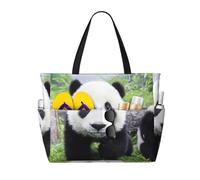 Kfjghhl Lovely Panda Walking On The Grassland - Bolsa de viaje de gran capacidad para la playa, bolsa de mano para mujer, bolsillos para laptop, bolsa de trabajo, gimnasio para adultos