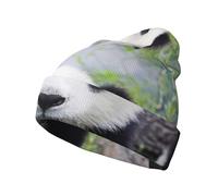 Kfjghhl Lovely Panda Walking On The Grassland - Gorro de punto cálido para mujer, con forro polar térmico, para invierno, para mujer, color negro