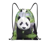 Kfjghhl Lovely Panda Walking On The Grassland - Mochila deportiva con cordón ajustable para mujeres, hombres, niños, deportes al aire libre, Black, S, Vacaciones