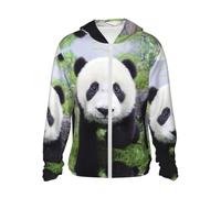 Kfjghhl Lovely Panda Walking On The Grassland - Sudadera de manga larga con capucha y protección solar UPF para adultos, Negro, S-3XL