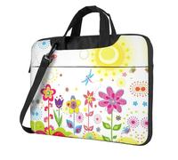 Kfjghhl Maletín clásico con diseño de mariposas, libélulas, flores, para el cuarto del bebé, portátil, compartimento para cuaderno, elegante, bolsa de negocios para oficina separada, Black, 14 inch