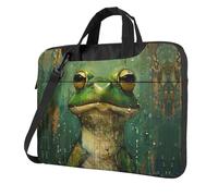 Kfjghhl Maletín clásico con diseño de rana y lluvia, compartimento para cuaderno, elegante, bolsa de negocios para oficina separada, Black, 13 inch
