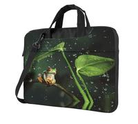 Kfjghhl Maletín clásico con diseño de rana y lluvia, compartimento para cuaderno, elegante, bolsa de negocios para oficina separada, Black, 15.6 inch