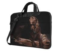 Kfjghhl Maletín clásico marrón con compartimento para laptop, diseño de labrador retriever, elegante, para oficina separada, Black, 14 inch