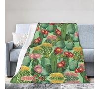 Kfjghhl Manta de forro polar con diseño floral de cactus para cama, súper suave y cálida para sofá