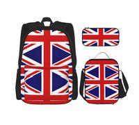 Kfjghhl Mochila con diseño de bandera del Reino Unido, bolsa de almuerzo para niños y niñas, juego de mochila escolar para laptop universitaria, estudiante, verano