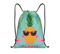 Kfjghhl Mochila deportiva con cordón de diseño de piña y flamenco, bolsa de gimnasio para mujeres, hombres, niños, deportes al aire libre, Black, M, Vacaciones