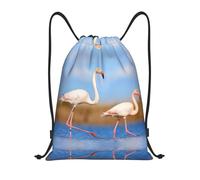Kfjghhl Mochila deportiva con cordón de flamenco rosa en el agua, bolsa de gimnasio, para mujeres, hombres, niños, deportes al aire libre, Black, S, Vacaciones