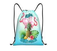 Kfjghhl Mochila deportiva con cordón de flamenco tropical, bolsa de gimnasio, para mujeres, hombres, niños, deportes al aire libre, Black, S, Vacaciones