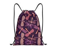Kfjghhl Mochila deportiva con cordón de libélula morada, bolsa deportiva a granel, bolsa de gimnasio para mujeres, hombres, niños, deportes al aire libre, Black, S, Vacaciones