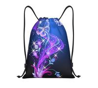 Kfjghhl Mochila deportiva con cordón de mariposa morada, bolsa de gimnasio a granel, para mujeres, hombres, niños, deportes al aire libre, Black, S, Vacaciones