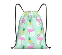 Kfjghhl Mochila deportiva con cordón, diseño de piñas y flamencos, color rosa, para deportes al aire libre, Black, S, Vacaciones