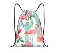 Kfjghhl Mochila deportiva con diseño de cactus y flamencos y rosas y flores con cordón ajustable para gimnasio, para mujeres, hombres, niños, deportes al aire libre, Black, S, Vacaciones