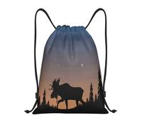 Kfjghhl Moose Mountain Pine Tree Wilderness - Mochila deportiva con cordón ajustable, para mujeres, hombres, niños, deportes al aire libre, Black, S, Vacaciones