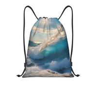Kfjghhl Ocean Sea Wave - Mochila deportiva con cordón ajustable, para mujeres, hombres, niños, deportes al aire libre, Black, M, Vacaciones
