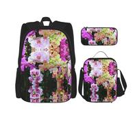Kfjghhl Orquídeas - Estuche para lápices, bolsa de almuerzo para niños y niñas, juego de mochila escolar para la universidad, laptop, estudiantes, verano