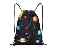 Kfjghhl Outer Space Solar System - Mochila deportiva con cordón ajustable para mujeres, hombres, niños, deportes al aire libre, Black, S, Vacaciones