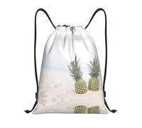 Kfjghhl Pineapples On The Summer Beach - Mochila deportiva con cordón ajustable para mujeres, hombres, niños, deportes al aire libre, Black, S, Vacaciones