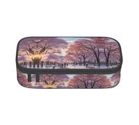 Kfjghhl Snow Falling in The Park - Estuche grande para niñas y niños, bonito estuche secundario de gran capacidad, compartimentos con cremallera